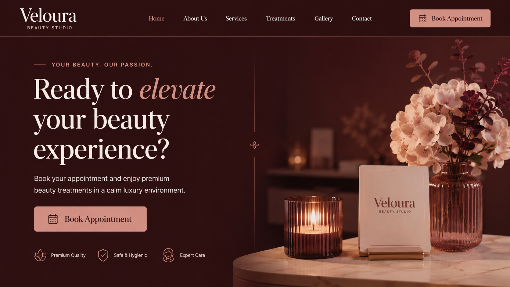 Luxury Beauty Studio conversion call to action section