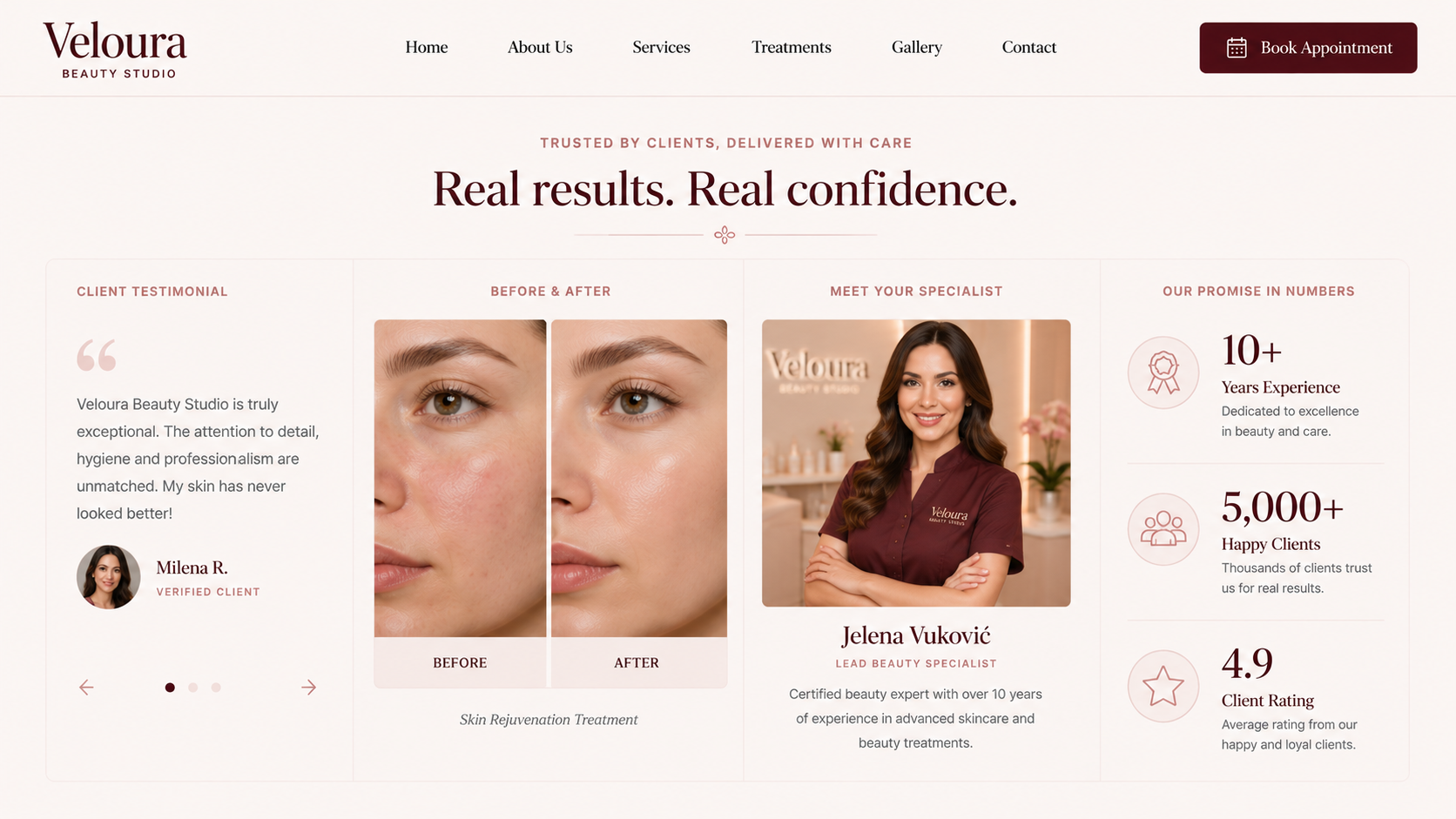 Luxury Beauty Studio trust section