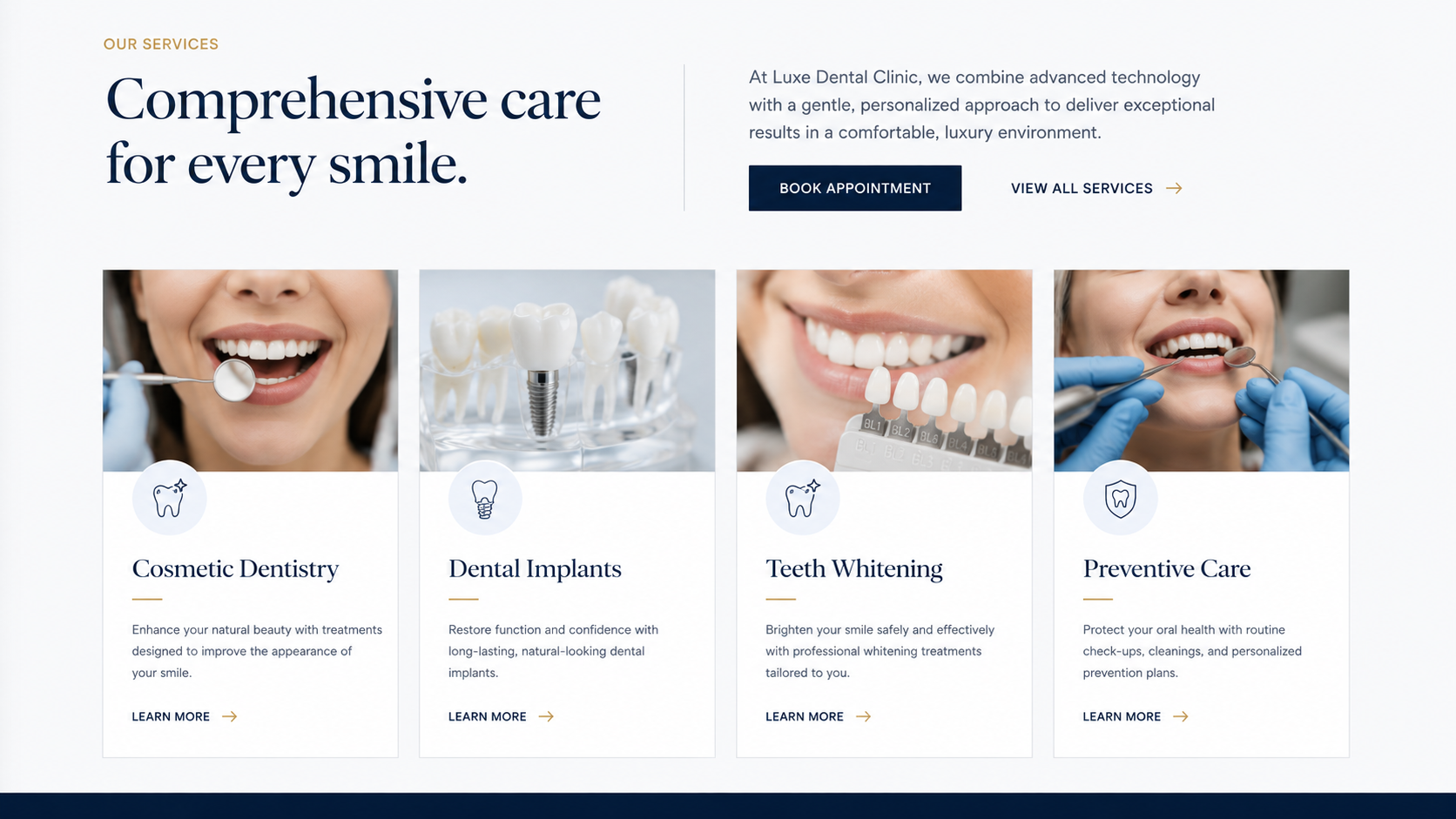 Luxury Dental Clinic services section